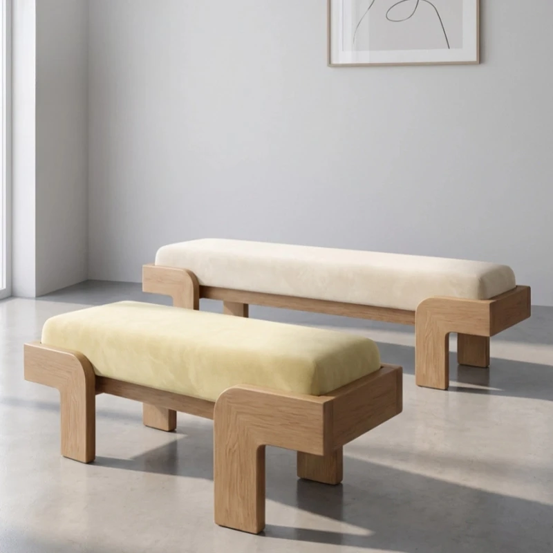 HYS log wind solid wood shoe changing stool household sofa stool bench bedroom bedside stool
