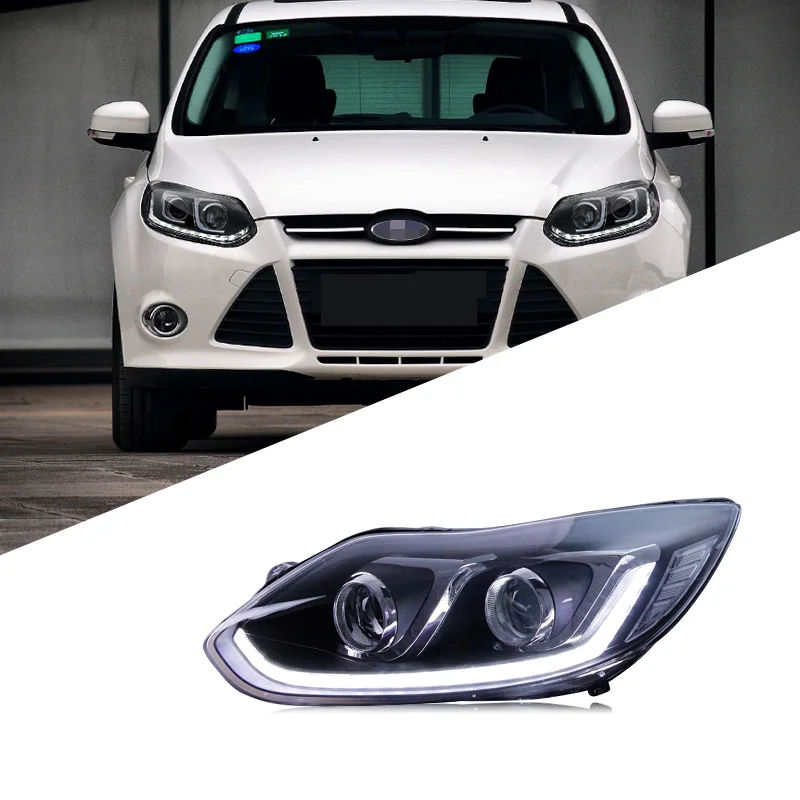 

For Ford Focus 2012-2014 headlight assembly modified LED daytime running lights to bi-optical lens xenon headlights