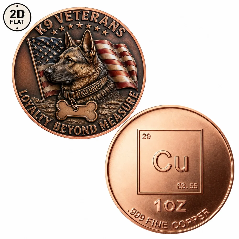 1pc K9 Veterans Loyalty Beyond Measure 1oz .999 Fine Copper Coin German Shepherd Commemorative Medal Keepsake Decor Gifts