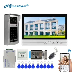 9inch Wifi Video door phone intercom system+Electric Bolt Lock+ID Inductive Card password Camera+Power Supply APP Phone Unlock