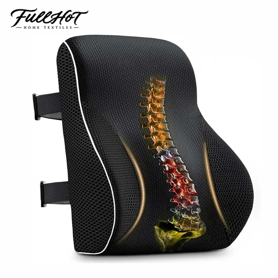 FULLHOT Non-Slip Lumbar Support Pillow Memory Foam Relieve Back Pain Car Seat Waist Cushion Soft Comfortable For Office Home Car