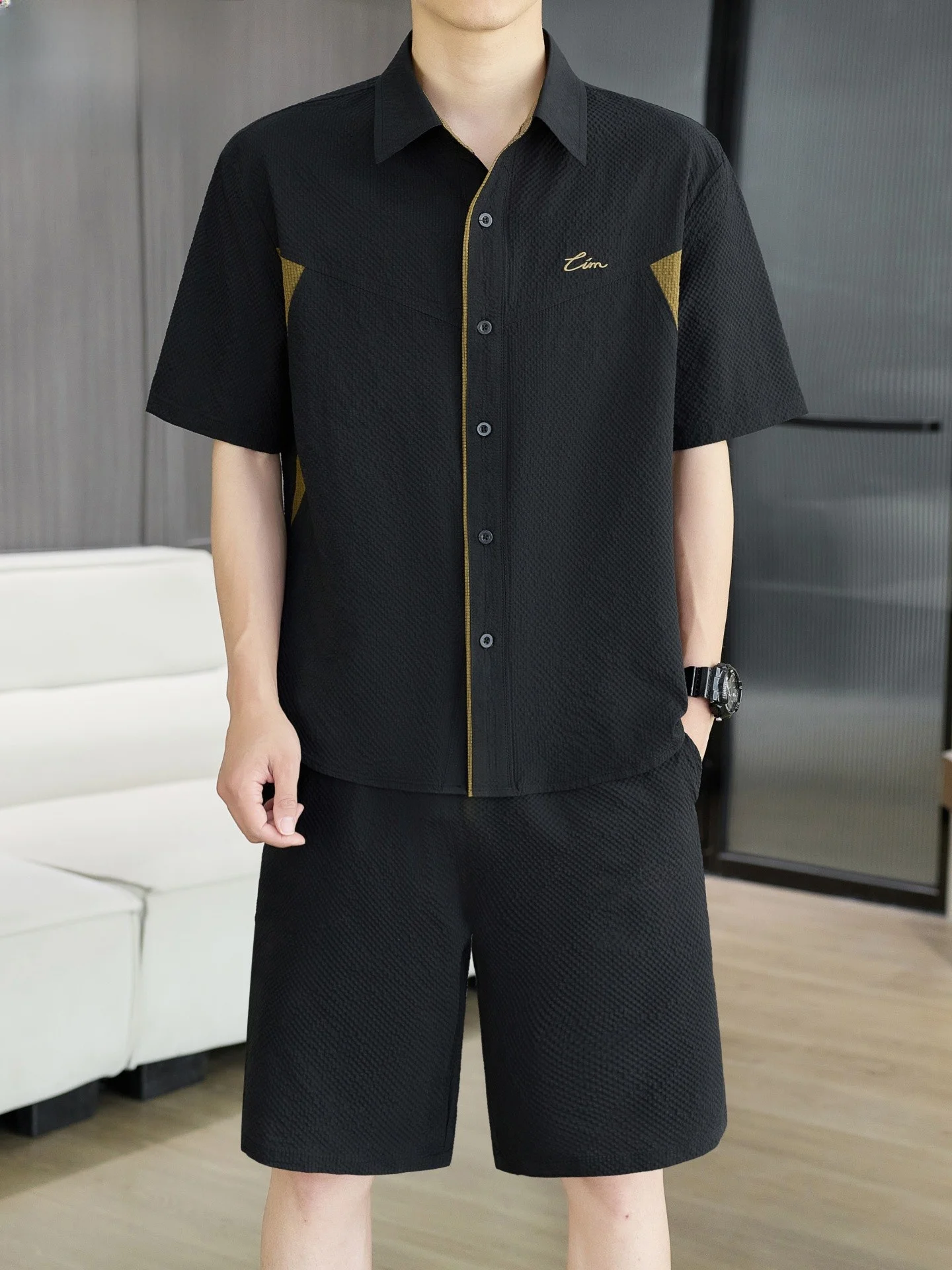 tucano-summer-casual-loose-short-sleeve-shirt-and-shorts-set-for-men-youth-lightweight-polyester-fiber-shirt-short-pants