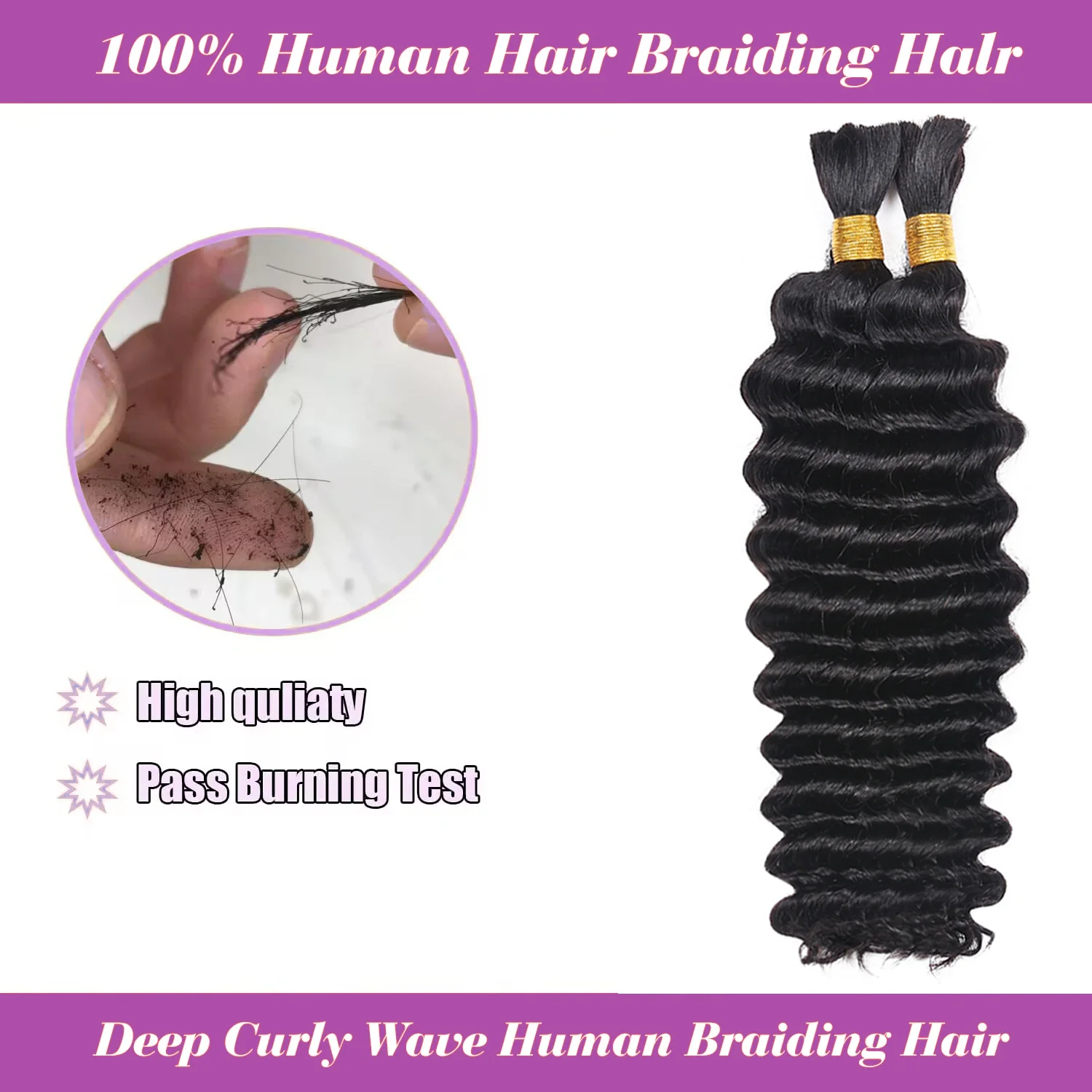 Deep Wave Bulk Human Hair For Braiding 100g No Weft Human Hair Bundles Micro Human Braiding Hair Human Braiding Hair HairUGo