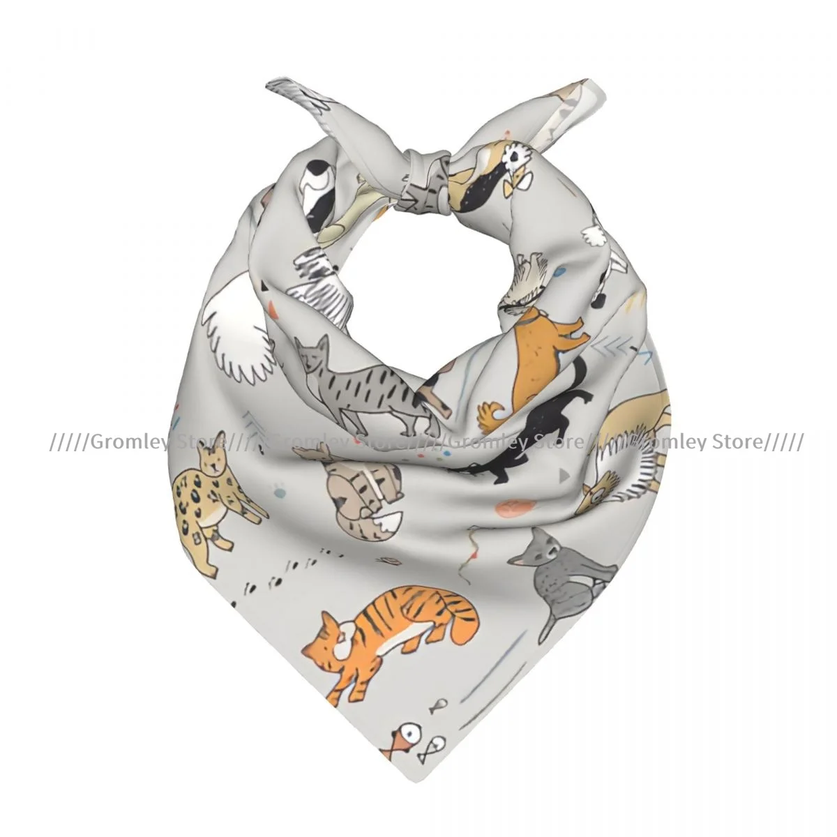 Square Scarf Women Cute Cats And Dogs Bandana Headscarf