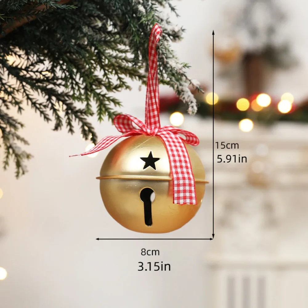 8cm Christmas Bells Pendant Bowknot Jingle Bells Christmas Chime Bells Classic Retro Xmas Tree Hanging Bells Holiday