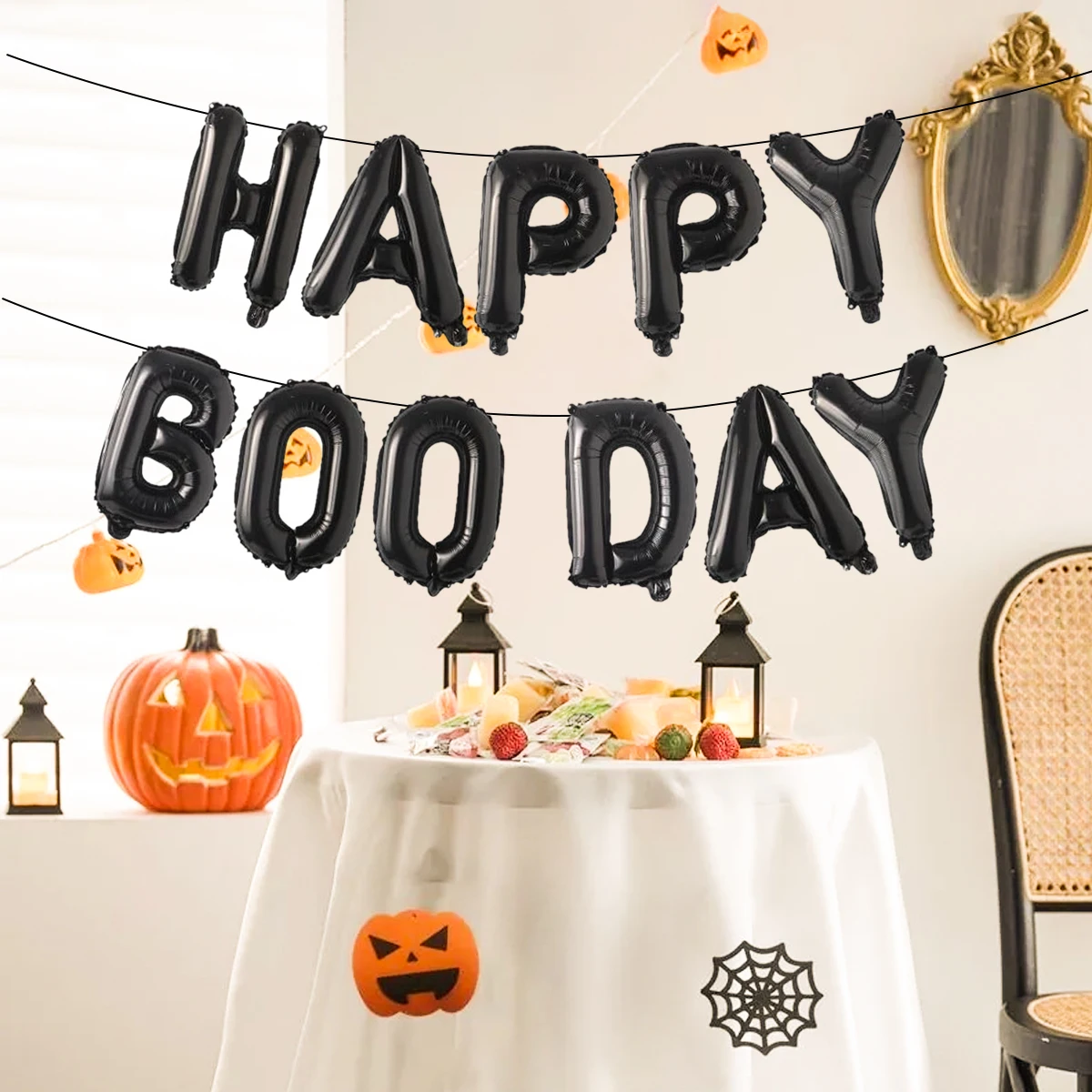 11PCS Halloween Black HAPPY BOO DAY Letter Balloons, Horror Halloween Boo Party Toys for Kids