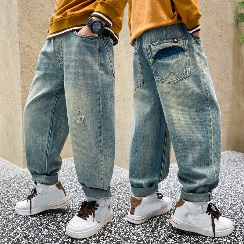 

Children Clothing Kids Casual Denim Pants 2024 Spring New Korean Style New Fashionable Jeans Boys Casual All-match Jeans