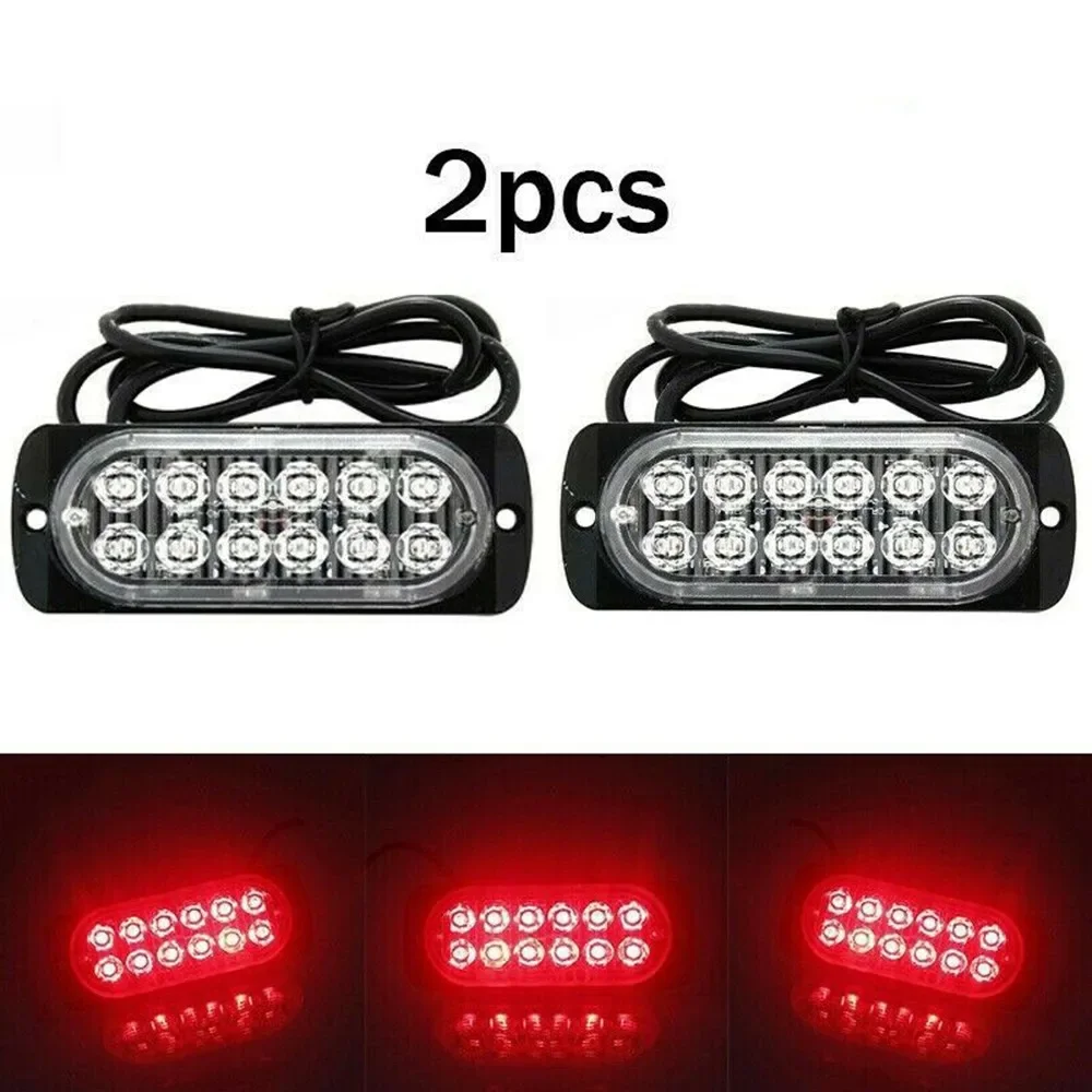 2Pcs 12V-24V Universal Car Rear Red Fog 12 Led Lamp Light For Truck Car Van Bus Cab LED Urgent Light Car Auto Accessories