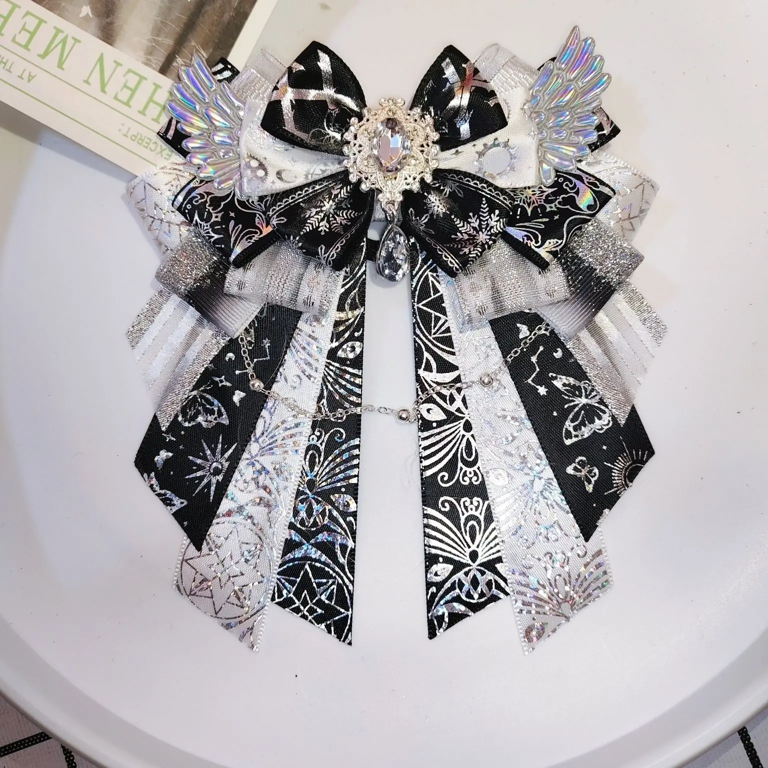 

Lolita Bow Tie Dark Gothic Anime Alice Support Rod Bows Accessories Shirt Dress Collar Flower High End Rhinestone Brooch Jewelry