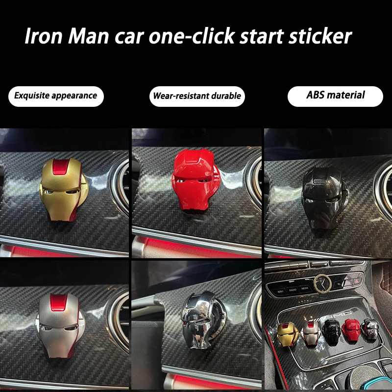 Marvel Legends Iron Man Car One-Click Start Sticker Car Ignition Start Anqiu Protective Cover Car Decoration Accessories Toy