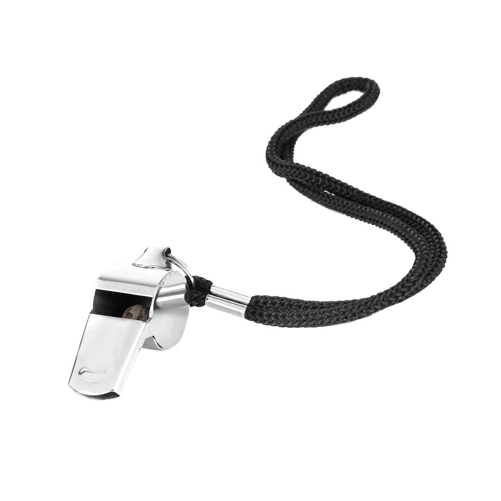 Football Soccer Referee Whistle Solid Metal Black Lanyard Team Sports Equipment for Game Security Coaching