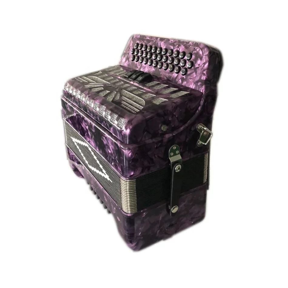 

OEM Professional 34 Buttons 12 Bass 3 Registers Purple Accordion Instrument Acordeon JB3412B