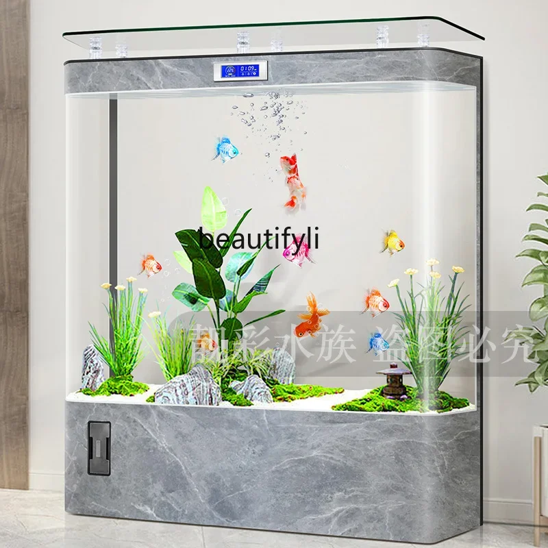 

Fish Tank Living Room Wall Integrated Molding Large Ecological Replacement-Free Aquarium Intelligent Floor Fish Globe