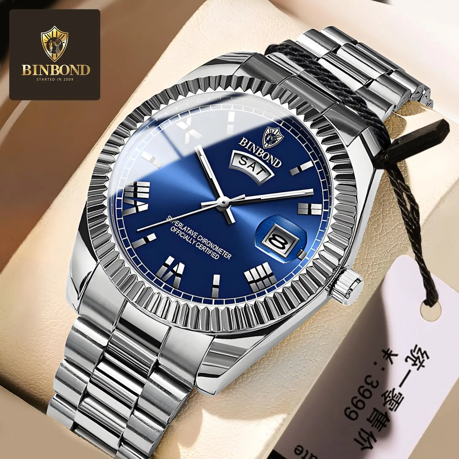 

BINBOND Brand Mens Business Sports Quartz Watch Classic Waterproof Luminous Calendar Creative Clock Male Personalized Wristwatch
