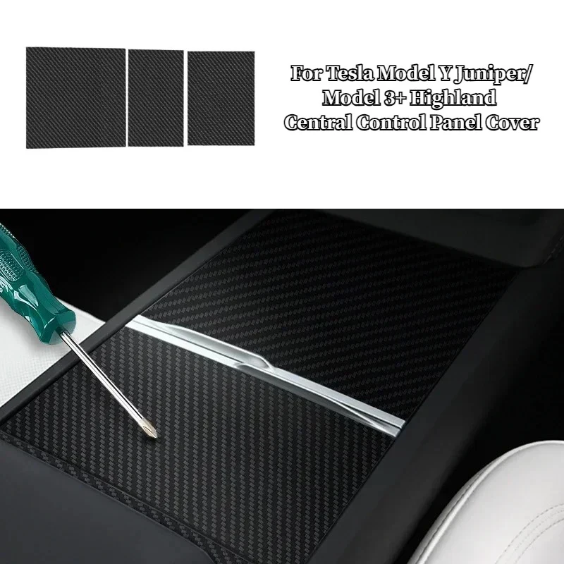 100% Real Carbon Fiber Central Control Panel Cover for Tesla Model Y Juniper/Model 3+ Highland Patch Sticker Car Accessories