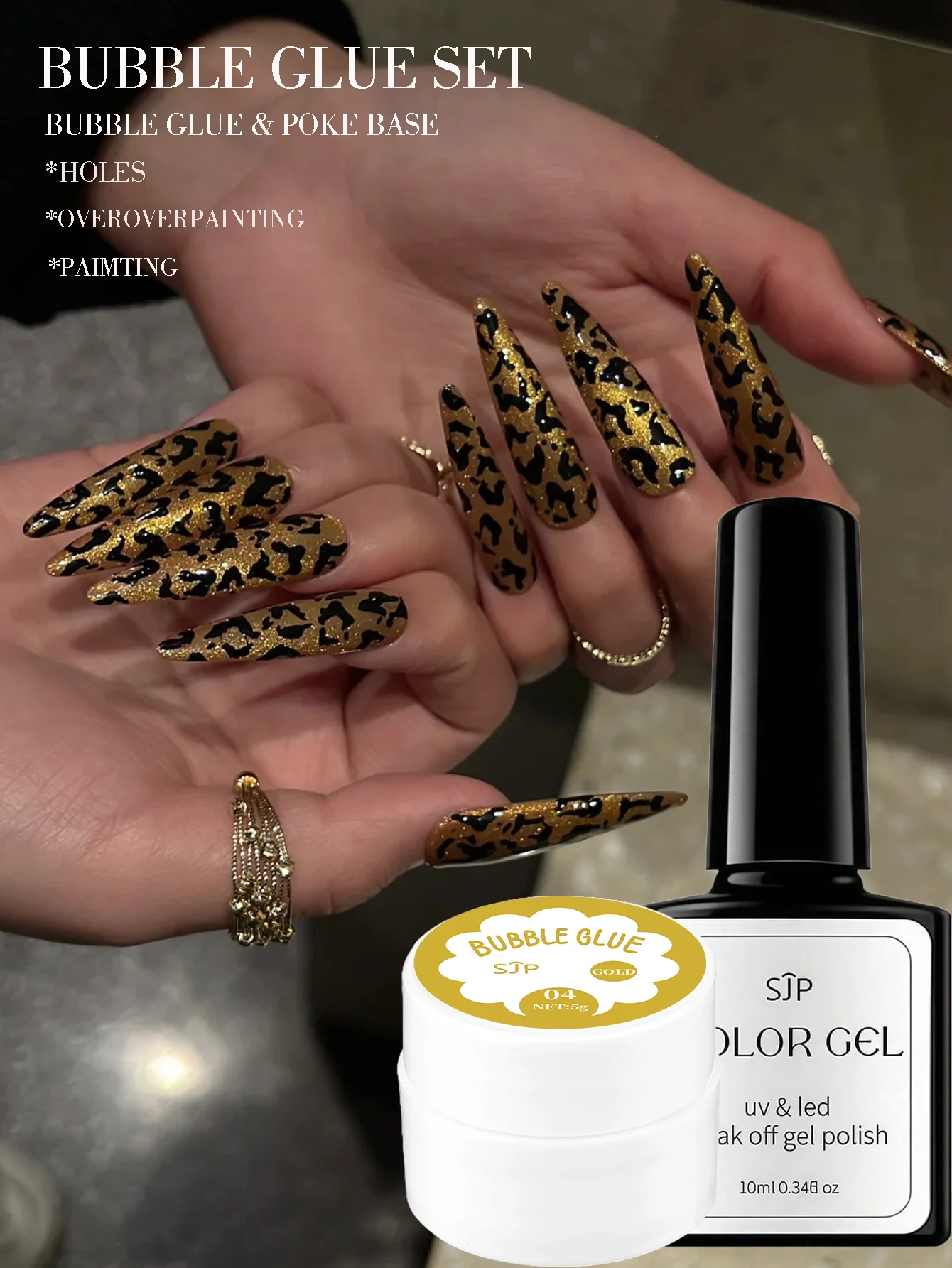 2-piece poly gel nail kit ,Nail Poke Gel Poke with Poke Base Gel , saturation color painting rub rub nail material gwith bas