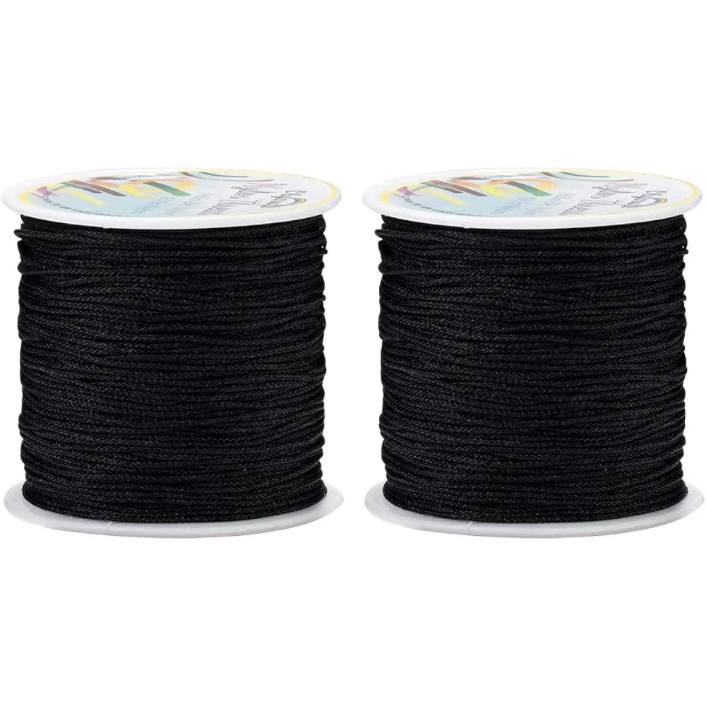 175 Yards 1mm Nylon Chinese Knotting Cord Black Rattail Macrame Thread Nylon Beading String Cord