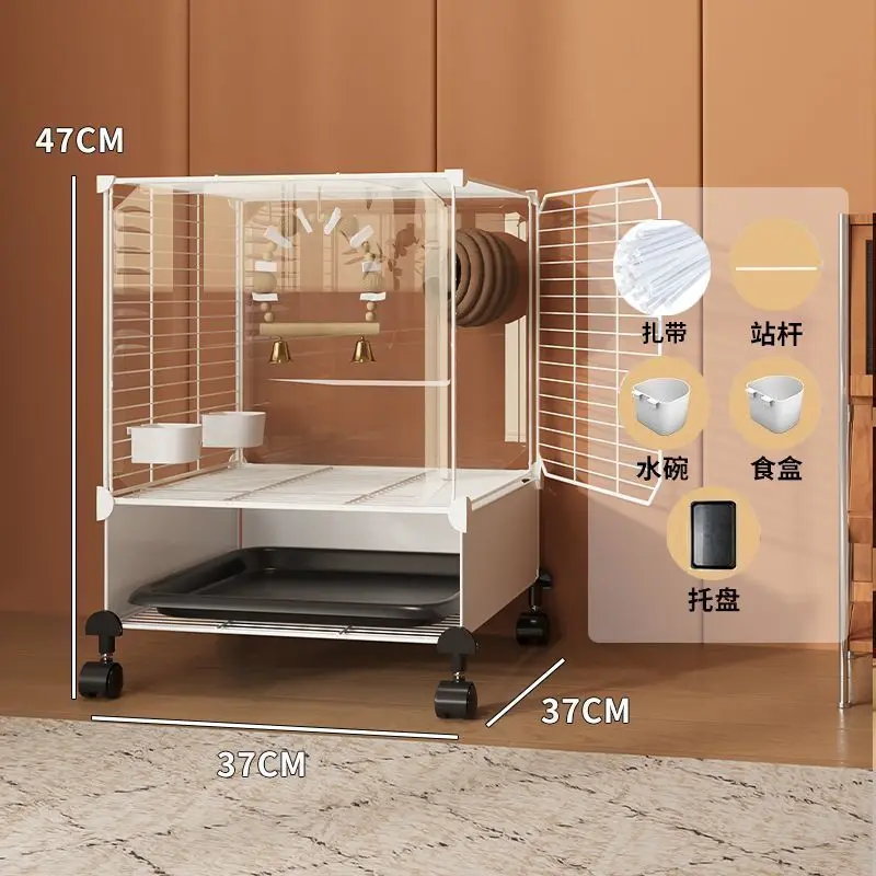 Bird cage household large tiger skin cockatoo luxury villa splash-proof new thrush Dudan starling storage cabinet