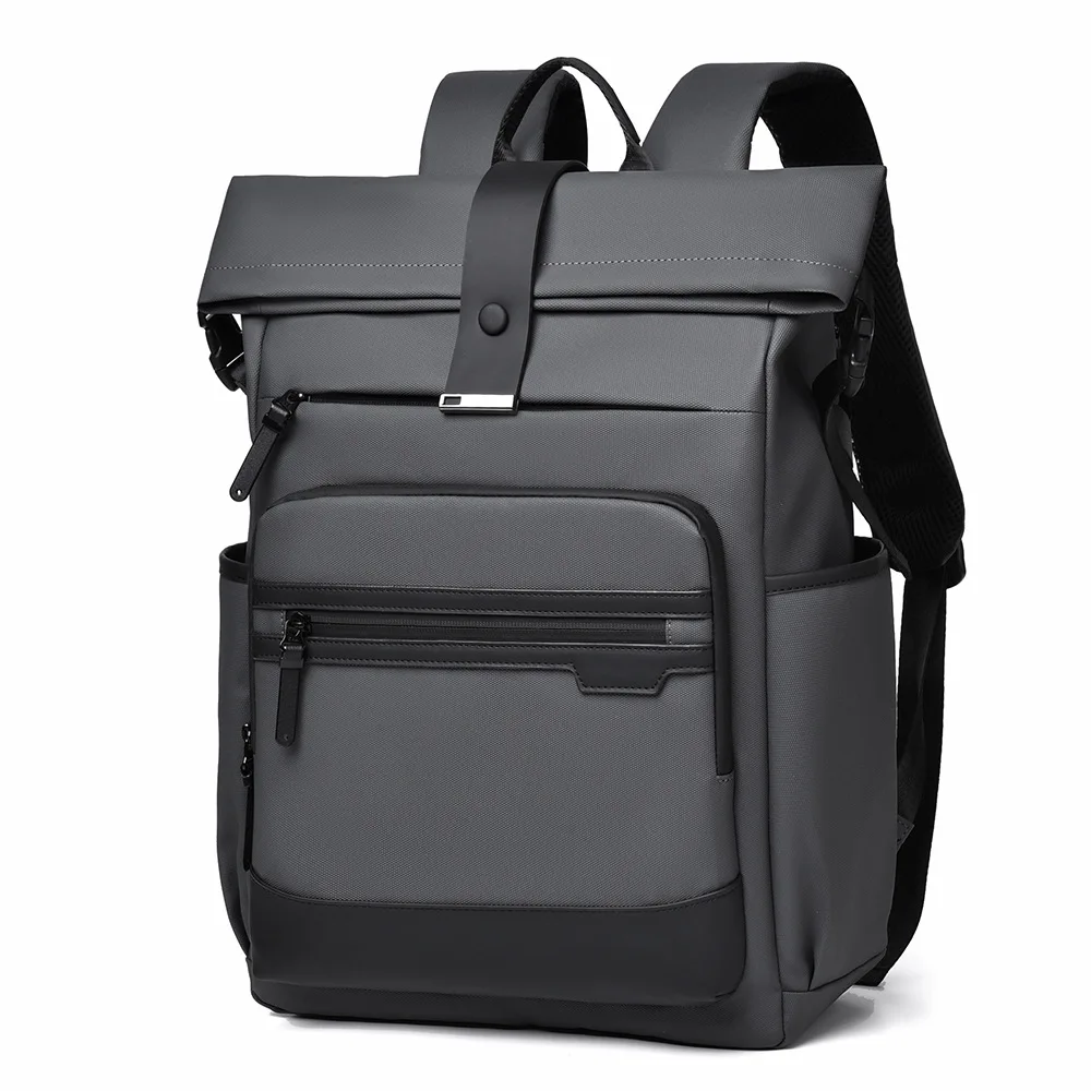 

New men's wear-resistant large-capacity backpack waterproof roll-up casual college student computer backpack