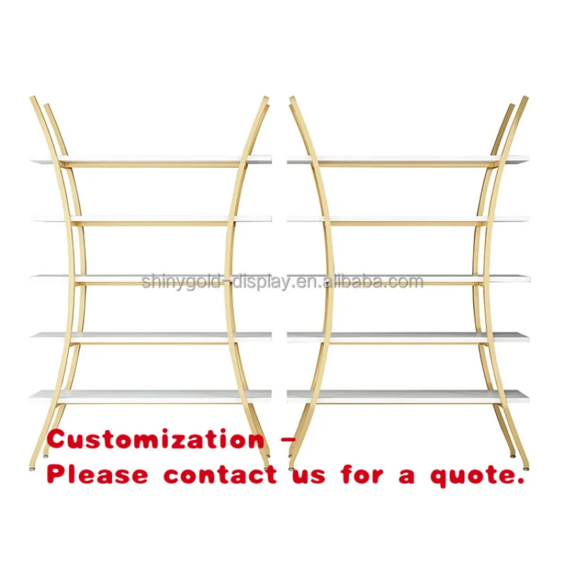 custom.Custom Luxury Gold Stainless Steels Storage Display Retail Wigs Cosmetic Stand 5 Layers Perfume Display Shelves