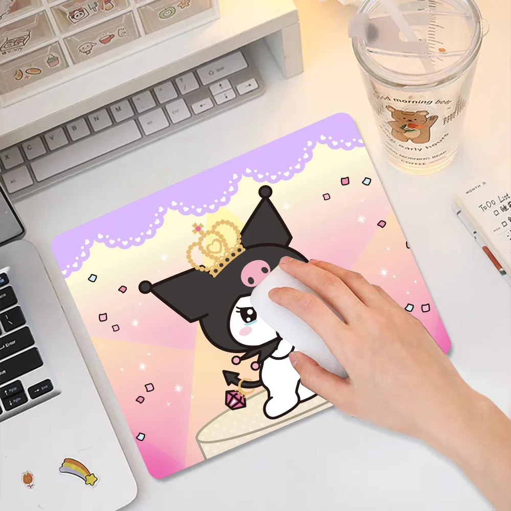 Cartoon K-KuromiS Mousepad RGB Small Size Gaming Mouse Pad With LED Light Desk Mat Super Smooth Non-slip Rubber Bottom