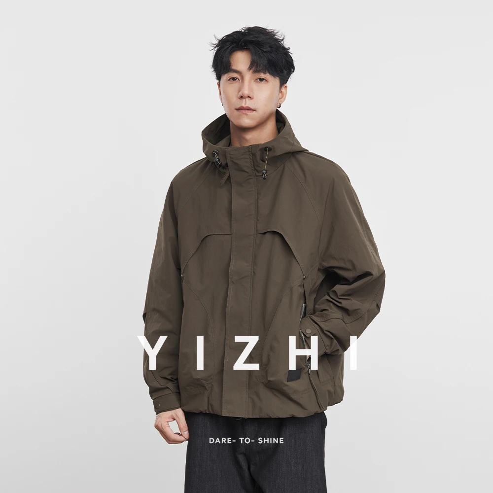 2025 Autumn New Men's Hooded Jacket Workwear Jacket Youth Sports Outdoor Fishing Windproof Men's Jacket Tops