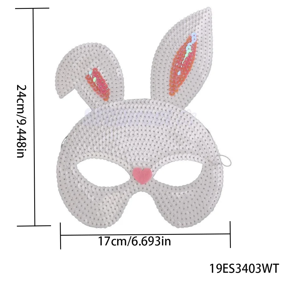 PESENAR Maschera con paillettes coniglietto pasquale con naso a cuore rosa per accessorio per costume da festa