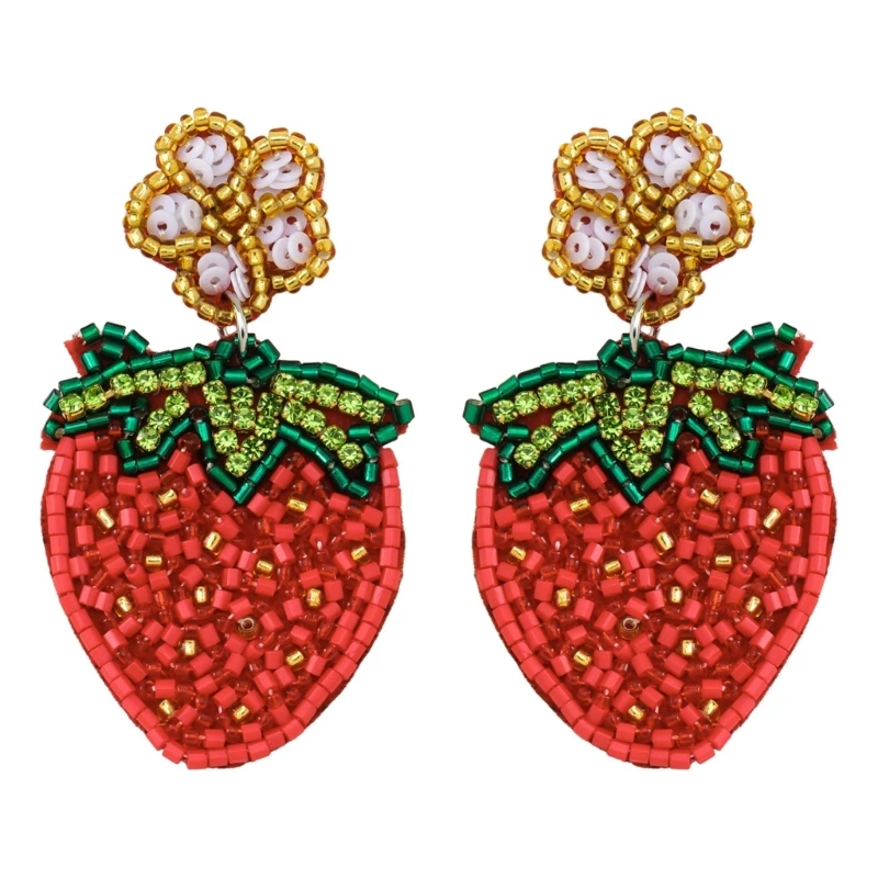 

Fruit Shaped Bead Earrings Delicate Strawberry Flower Ear Studs for Girls