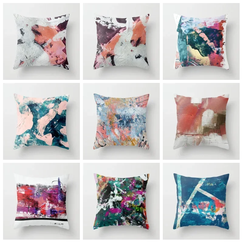 Colorful Graffiti Theme Double-sided Printed pillow cover Short plush Suitable living rooms bedrooms sofas throw cushion cover