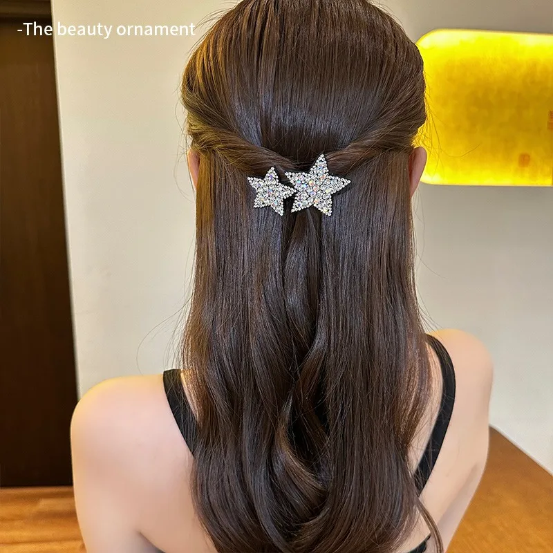 Korean Fashion Star Rhinestone Hairpins Women Girls Hair Clips Pins Barrettes Accessories Hairgrips Headdress Headwear Ornament