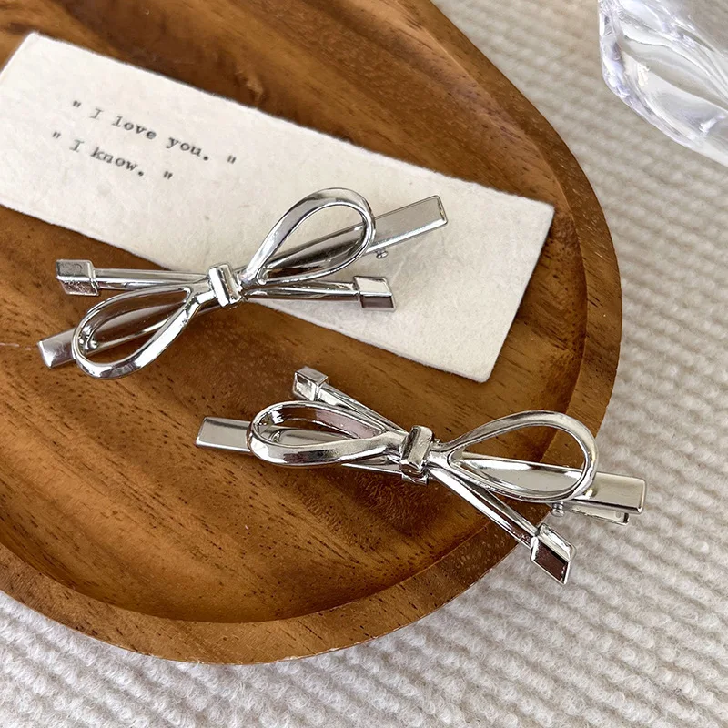 Korean Version New Trend Metal Bow Duckbill Clip Campus Party Creative Hair Clip Girl Fashionable and Elegant Hair Accessories