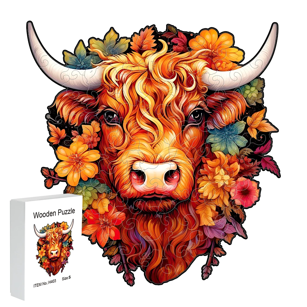 

Деревянный пазл с изображением коровы, Подарочная коробка, красивый подарок на день Святого Валентина, пазл неправильной формы в виде животного, рождественский подарок, пазл для снятия стресса для взрослых
