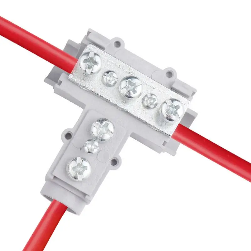 T type Wire Connector New wire terminals block T cable clamp shunt 6-25 copper 3pin cable Crimp Electrical Supplies insulation
