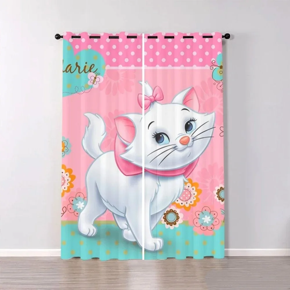 Mary Cat Curtains Disney Cartoon Children's Room Curtains Room Home Interior Curtains Living Room Decoration, Cute Print.