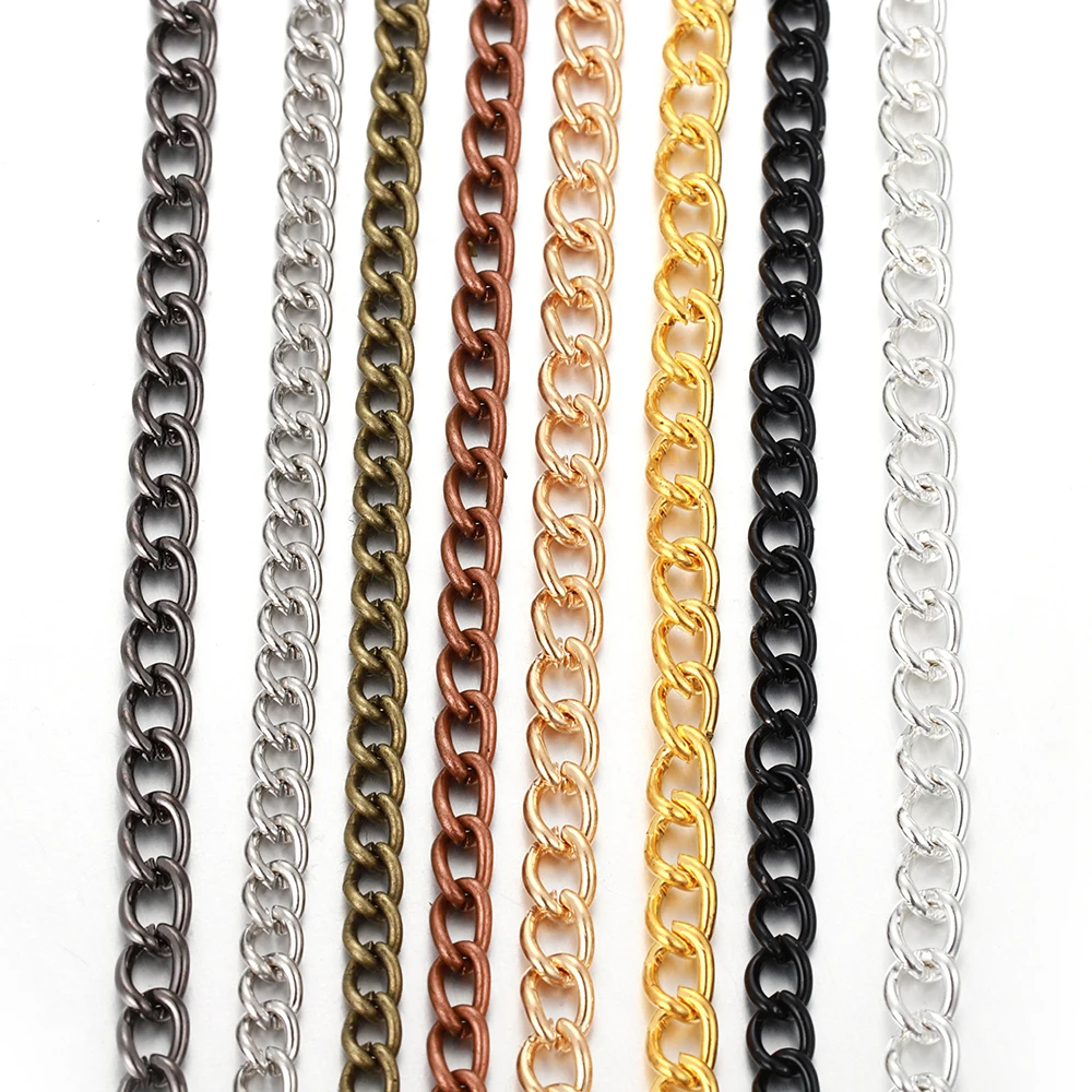 2Meters 2.5/3.5/4.5mm Metal Flat Oval Extension Thin Chain DIY Necklace Bracelet Clothing Body Chain Jewelry Making Accessories