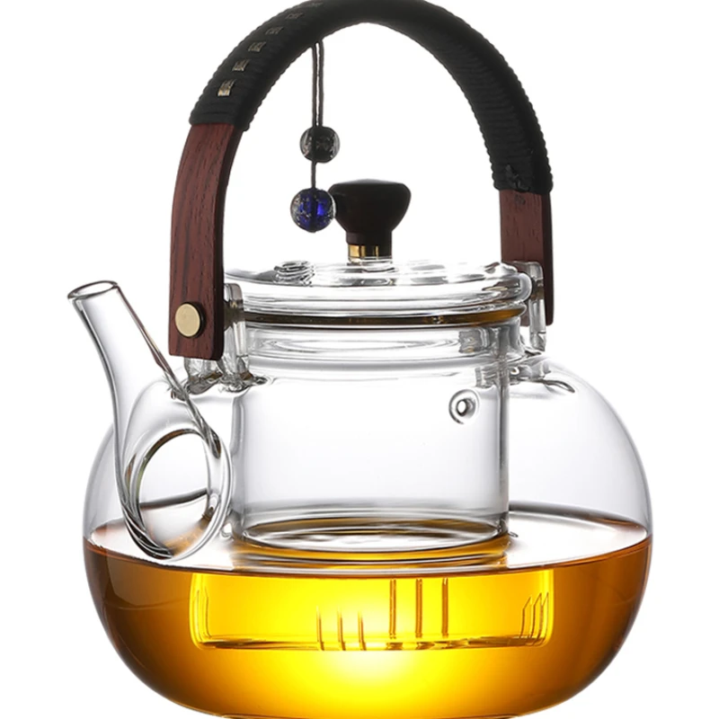 Heat-resistant glass steaming teapot household health-care scalding-proof kettle