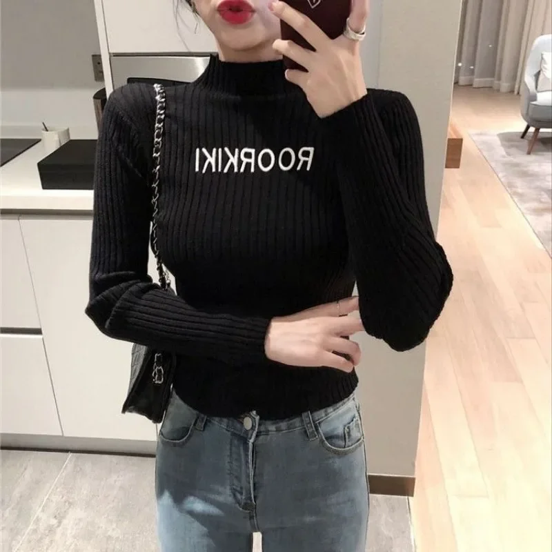 Lange Mouw T-Shirt Voor Vrouwen Nieuw In Gebreide Kleding Effen Polyester Tops Vrouw Tee Koreaanse Stijl Y 2K Mode Korea Reviews Kleding Yk2