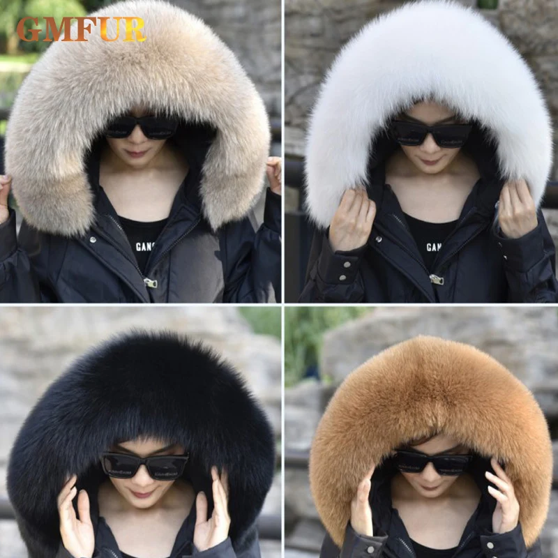 

100% Real Fox Fur Scarf Luxury Winter Warm Thick Scarves Straight Collar Women's Coat Hat Warm Decoration Trim Natural Fox Shawl