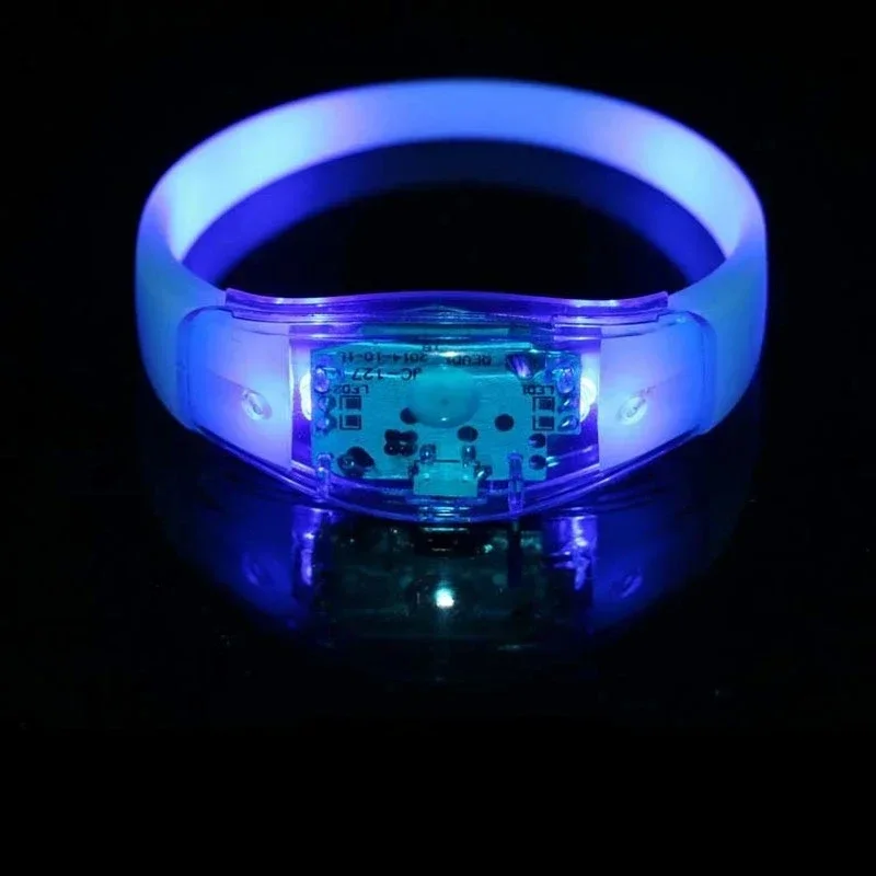 Adult Children Silicone Activated Sound Controlled Light Up Bracelet Glow Bangle Wristband  Party Bar Club Gift Wedding Festival