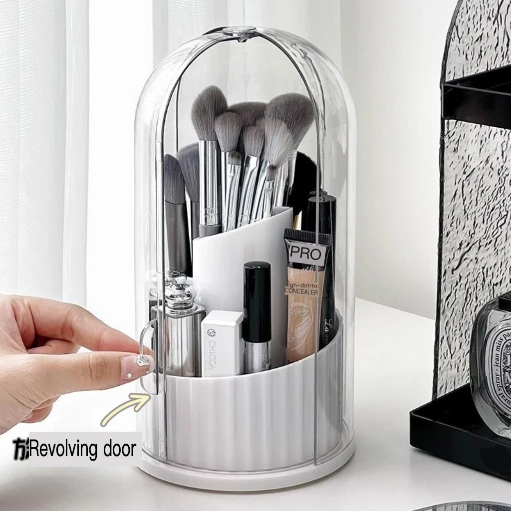 

Makeup Brush Organizer Rotary Dust Proof Lipstick Eyeshadow Brush Dresser Desktop Eyebrow Pencil Eyeshadow Brush Organizer