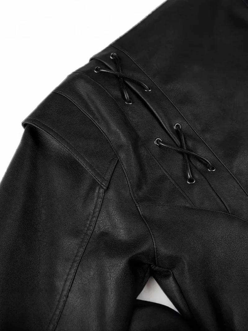 Fashionable women's PU leather jacket autumn collar slimming jacket black motorcycle jacket suit jacket Windproof jacket
