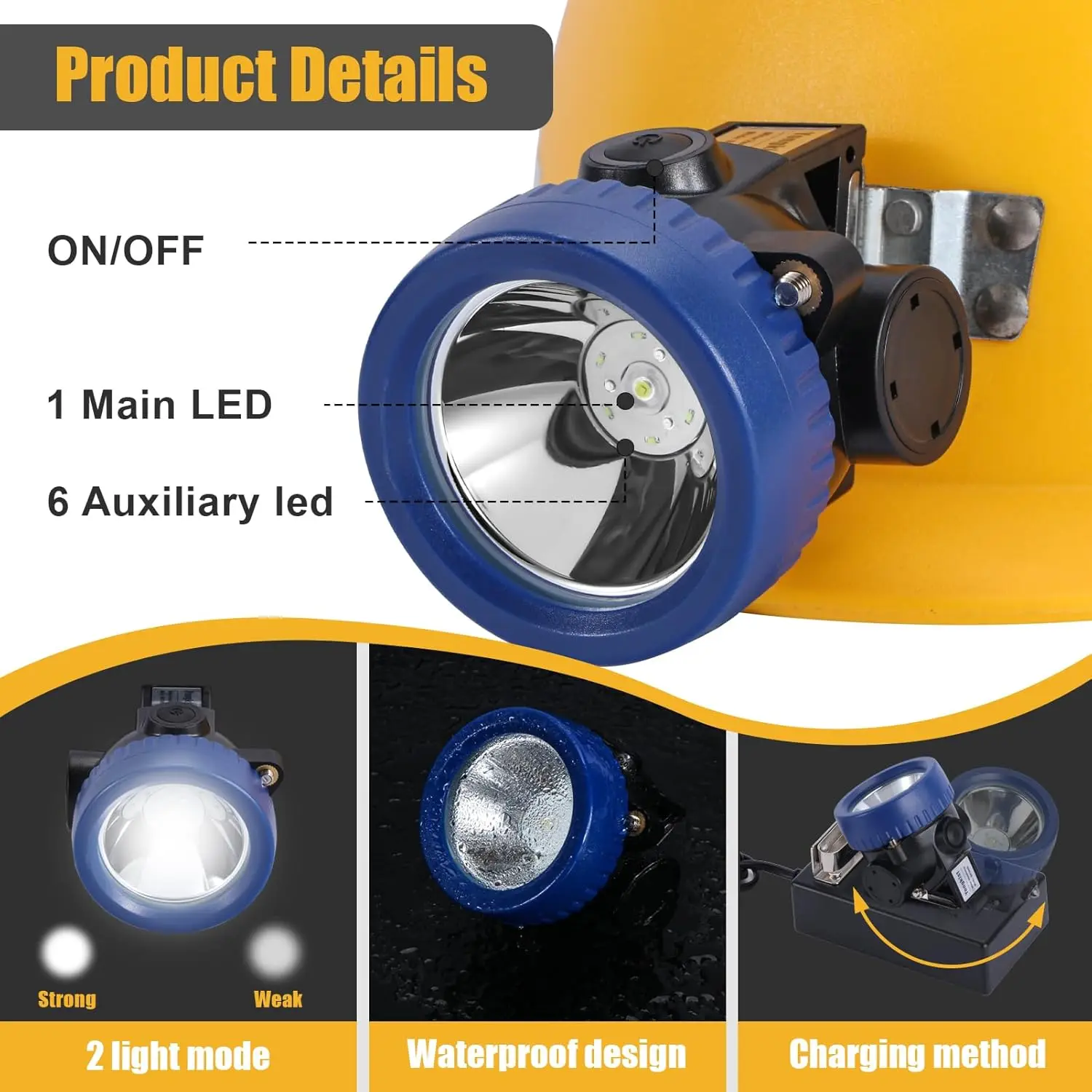 Rechargeable Mining Headlight, 7 LED Explosion Proof Cap Lamp for Hunting, Camping, Fishing, Hiking