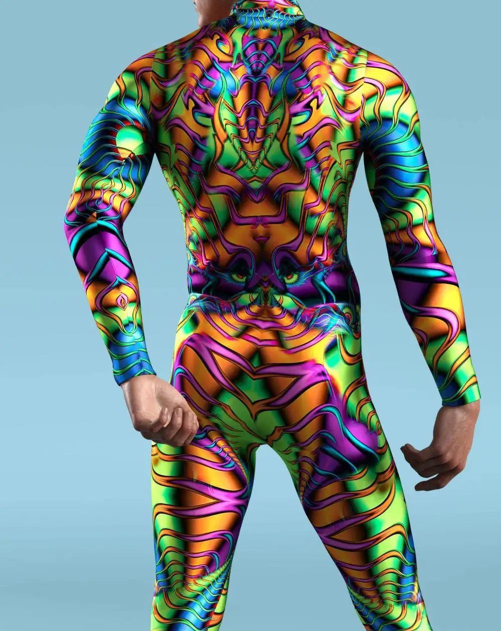 Mehrfarbige Coole Männer ​ ​ Performance-Jumpsuit, Rollenspiel-Strumpfhose, Steampunk-Kostüm, Party-Mechaniker-Strumpfhose, Radsport-Bodysuit – Detail 25