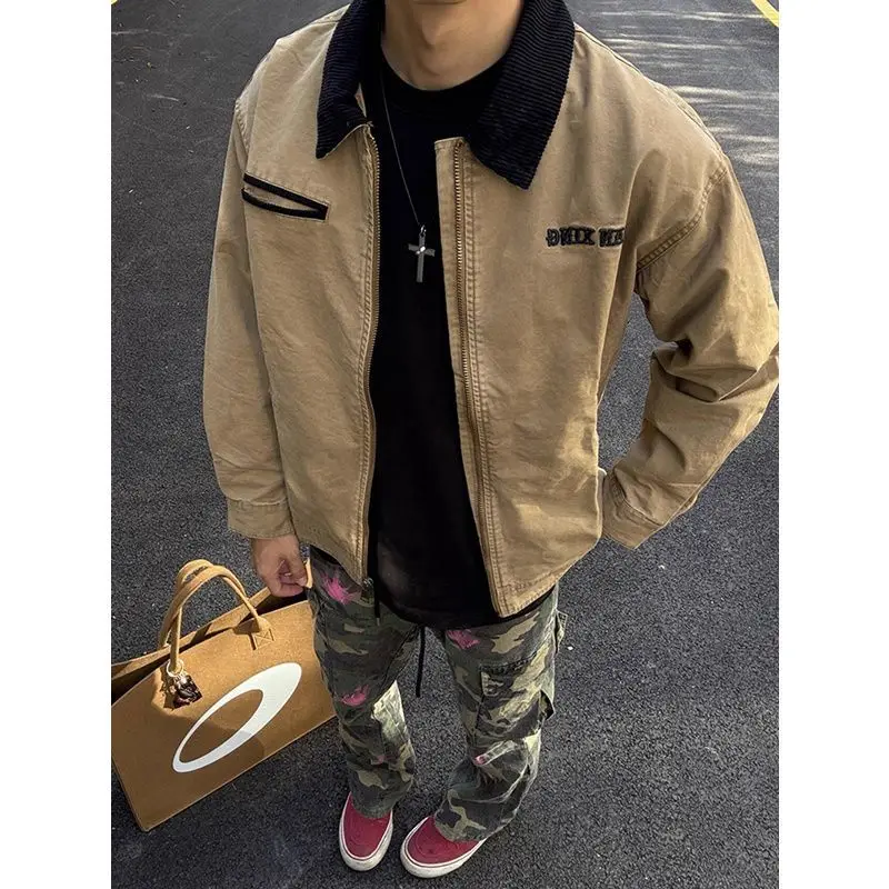American Vintage Embroidered Jacket Men's Autumn Tooling Jacket