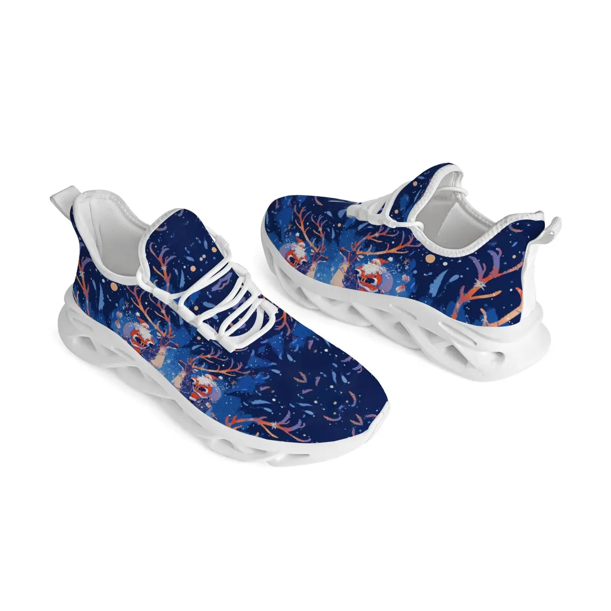 Baskets pour hommes femmes noël Santa renne forêt étoilée léger athlétique léger chaussures de sport de plein air