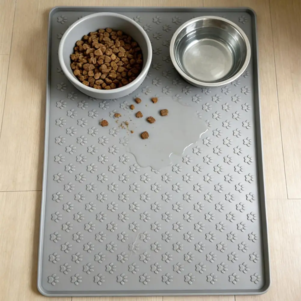 Silikon-Futtermatte für Haustiere, wasserdicht, rutschfest, für Hunde und Katzen, leicht zu reinigen, faltbar, für Welpen und Kätzchen, als Unterslage für Wassernäpfe – Detail 10