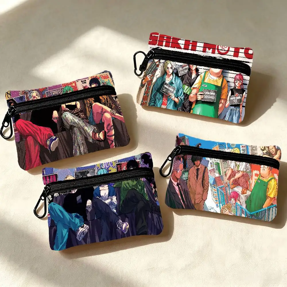 Anime SAKAMOTO DAYS Multifunctional Oxford Cloth Small Pouch With Hook Mini Coin Wallet Earbud Storage Bag