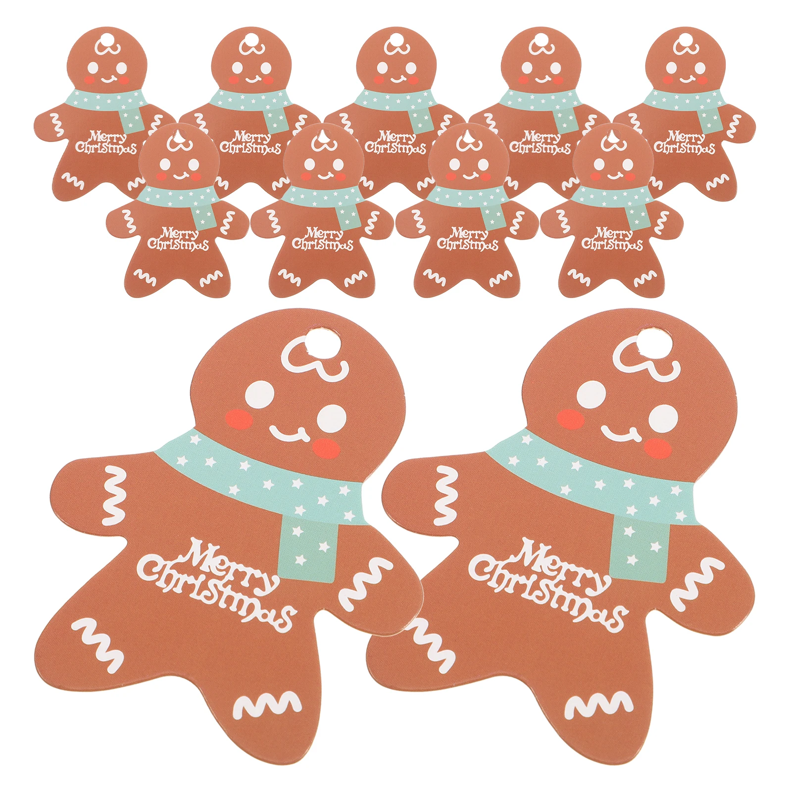 

50pcs Gingerbread Craft Paper Labels Christmas Hanging Tag Christmas Decor Gift Tags Favor Tags Reusable Hole Punch