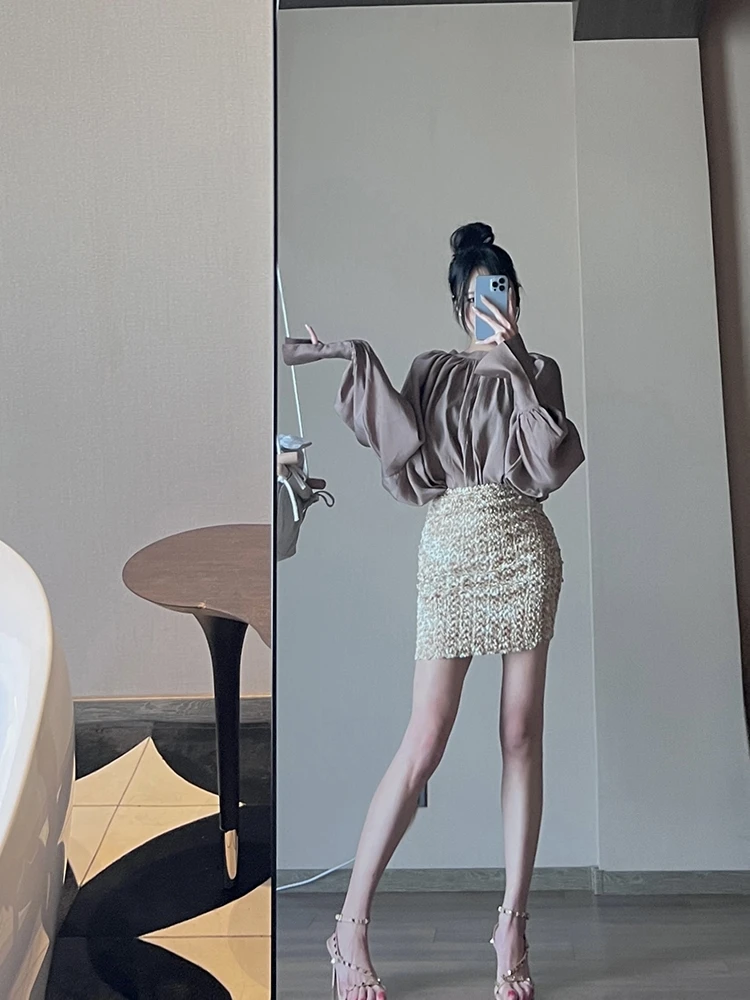 

Original Ucm High Waist Elastic ort Skirt Women's Faion Spring Summer A-Line Skirt Cotton Viscose Blend Artistic Sle