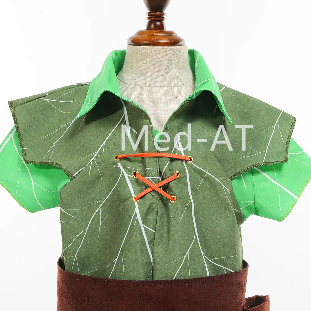 Disfraz de Halloween para niños y niñas, traje elegante de Peter Pan, vestido de elfo verde con alas, disfraz de Navidad para niños